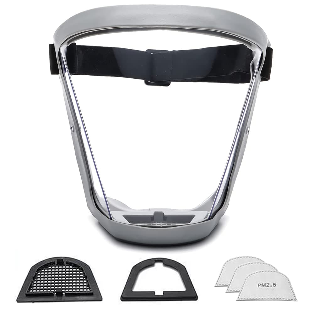 Verfimaci Unisex Super Protective Anti-Fog Face Shield with Detachable Flter, Hd Transparent Full Face shield,Reusable Eye (Gray)