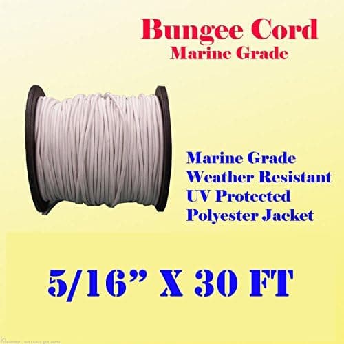 5/16" X 30 Ft (10 Yard) Premium Marine Grade Bungee Shock Stretch Cord Uv White (Too Thick for Making face Covering)