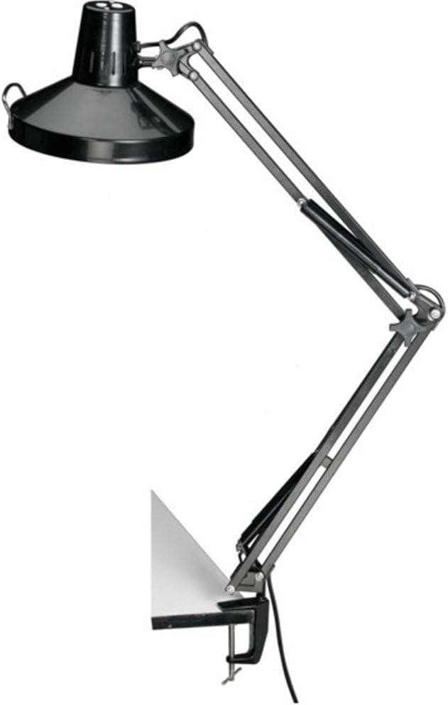 Alvin CL1755–B Swing-Arm Lamp Fluorescent, 45 Inches Reach, 3 Prong Grounded Power Cord, Electronic Ballast, Metal Mounting Clamp, Black, 26 – 75w