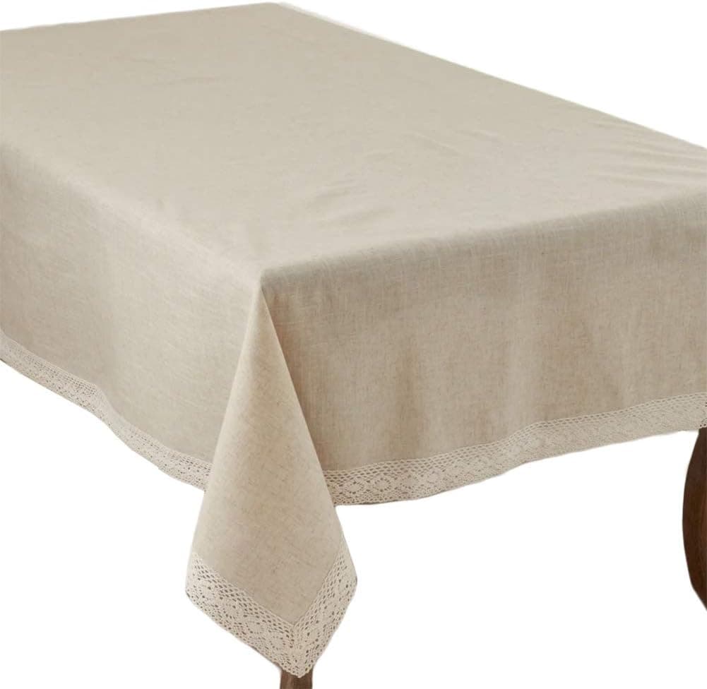 Fennco Styles Marie Thérèse Classic Design Tablecloth 70 x 140 Inch - Natural Table Cover for Home Decor, Dining Room, Banquets and Special Occasion