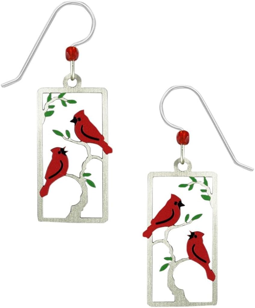 Sienna Sky Handpainted Red Cardinals in Frame Earrings 2000