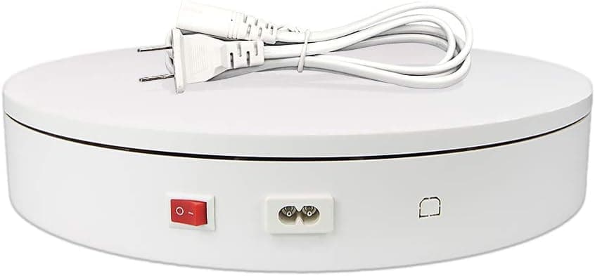 ComXim 110V Electric Rotating Turntable,12.59in(32cm) Diameter,Rotating by Random Direction, Applied to Product Photography, Still Life Photography, Product Display,Cake Display (White)