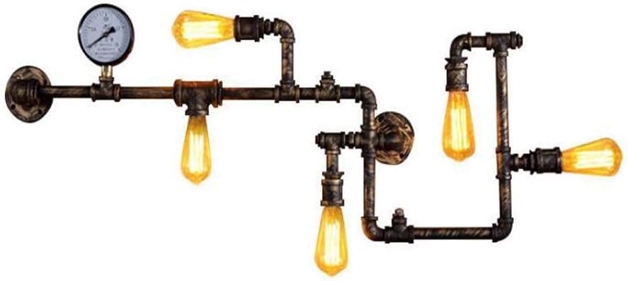 Lingkai Industrial Wall Sconce 5-Light Steam Punk Wall Light Water Pipe Wall Lamp Vintage Farmhouse Wall Mount Lamp