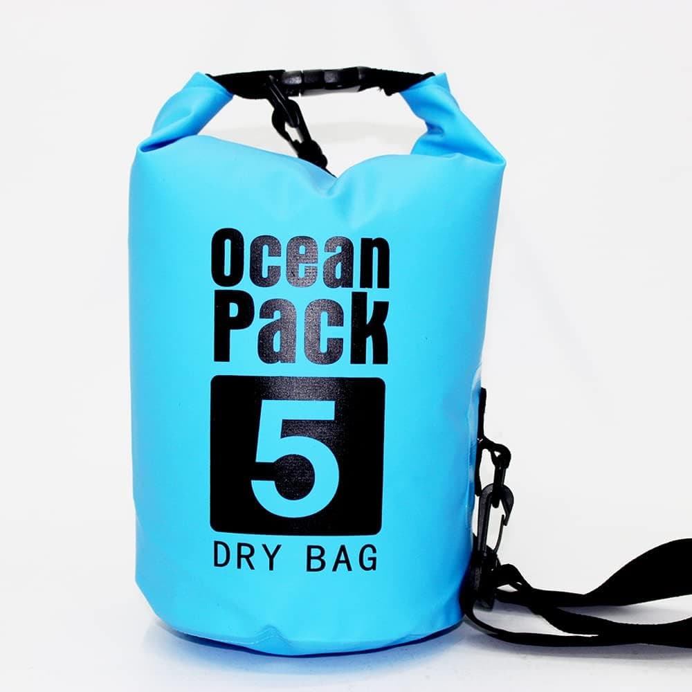 YDYJKI Floating Waterproof Dry Bag for Travel 5L/10L/20L/30L, Roll Top Sack Keeps Gear Dry for Kayaking, Rafting, Boating, Swimming, Camping, Hiking, Beach, Fishing (Light Blue, 5L)