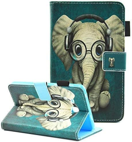 Fvimi Samsung Galaxy Tab A 7.0 Case, SM-T280 Case, Galaxy Tab A 7.0" 2016 Case, Folio Flip PU Leather Wallet Stand Cover for Samsung Galaxy Tab A 7.0 Inch Tablet 2016 Release, Glasses Elephant
