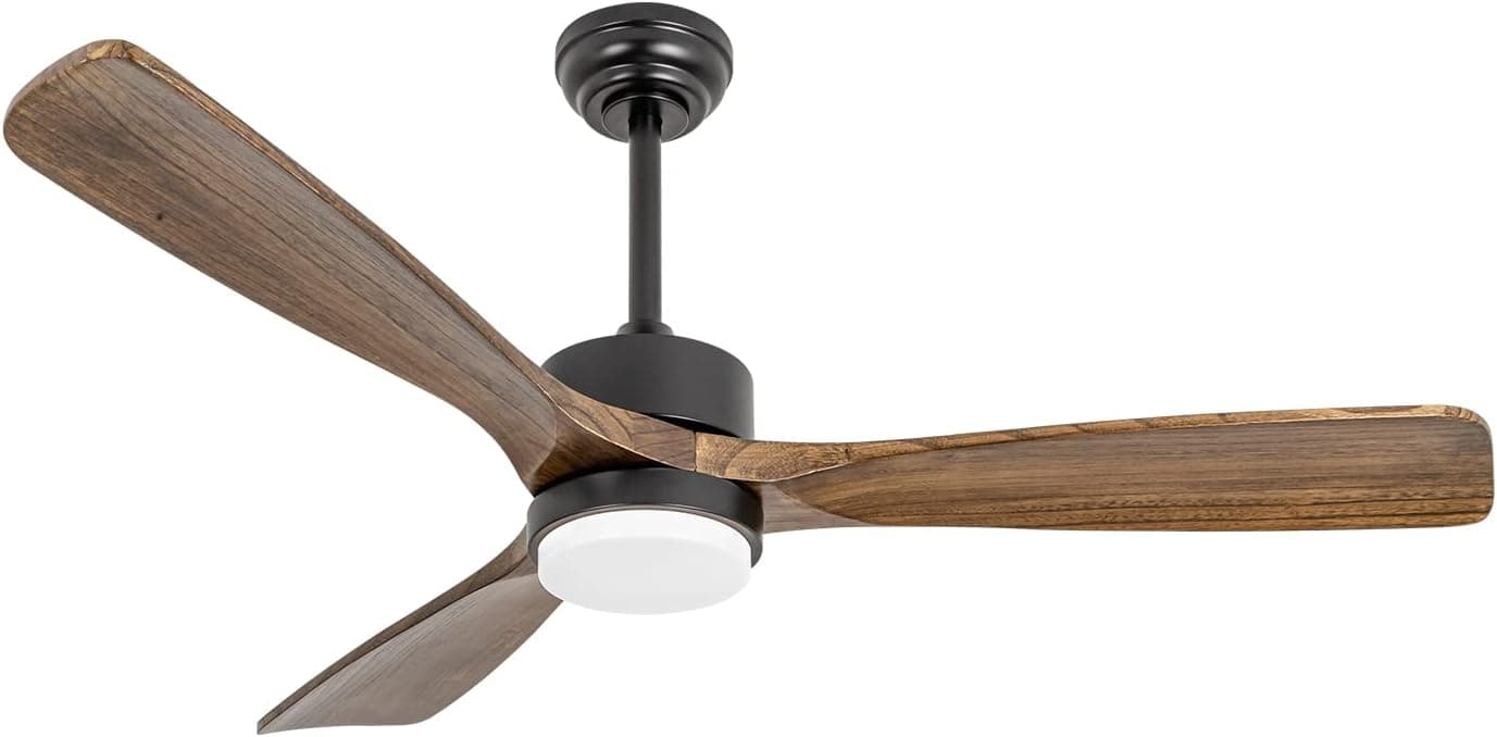 REVOICI 52" Ceiling Fans with Lights and Remote Control, Indoor Outdoor Ceiling Fans Farmhouse, Timing 6 Speeds 3 Color Light with Memory Lighting Function