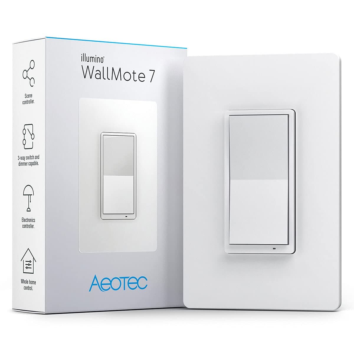 Zwave Wireless dimmer Switch, Aeotec WallMote 7, Remote Control/Scene Controller, Battery Powered, Z-Wave hub Required, Z-Wave Plus, illumino