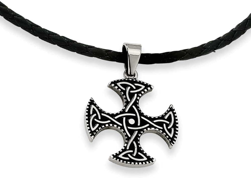 Chisel Stainless Steel Enameled Celtic Cross Pendant Necklace