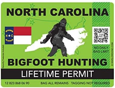 fagraphix North Carolina Bigfoot Hunting Permit Sticker Die Cut Decal Sasquatch Lifetime FA Vinyl - 4.00 Wide
