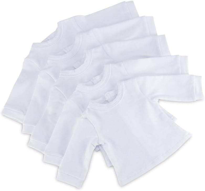 Emily Rose 18 Inch Doll Clothes Value Basics 5-Pack Long Sleeved Bright White 18-in Doll T-Shirts | Compatible with 18" American Girl Dolls