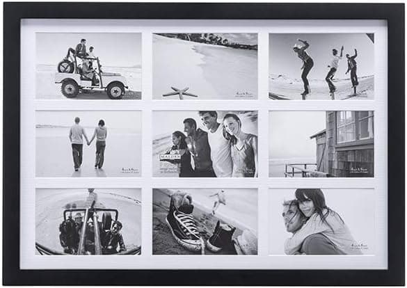 Malden International Designs Matted Linear Classic Wood Picture Frame, Black ( 4x6-Inches - 9op )