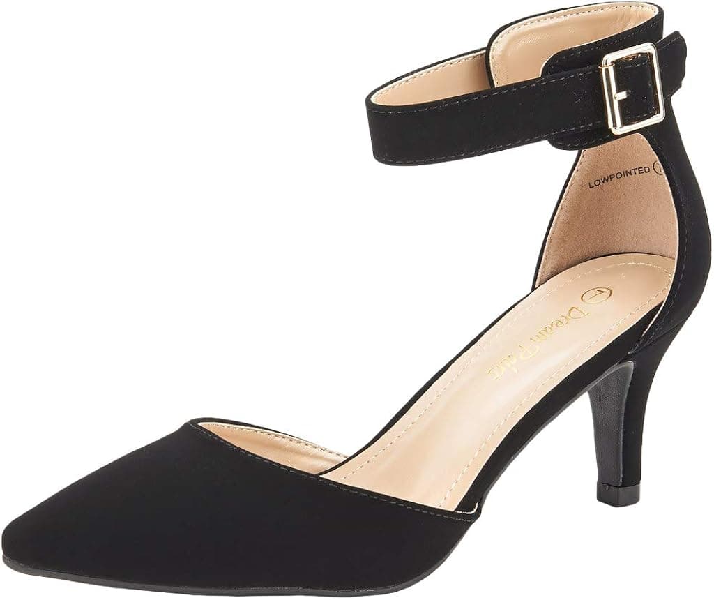 DREAM PAIRS Women's Lowpointed Low Heel Dress Pump Shoes