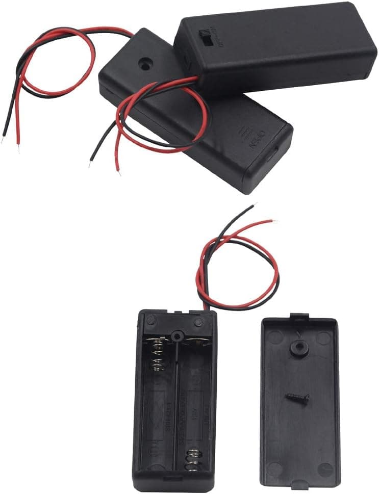 LAMPVPATH (Pack of 3) 2 AAA Battery Holder with Switch, 2 x 1.5V AAA Battery Holder Case with Wire Leads and ON/Off Switch