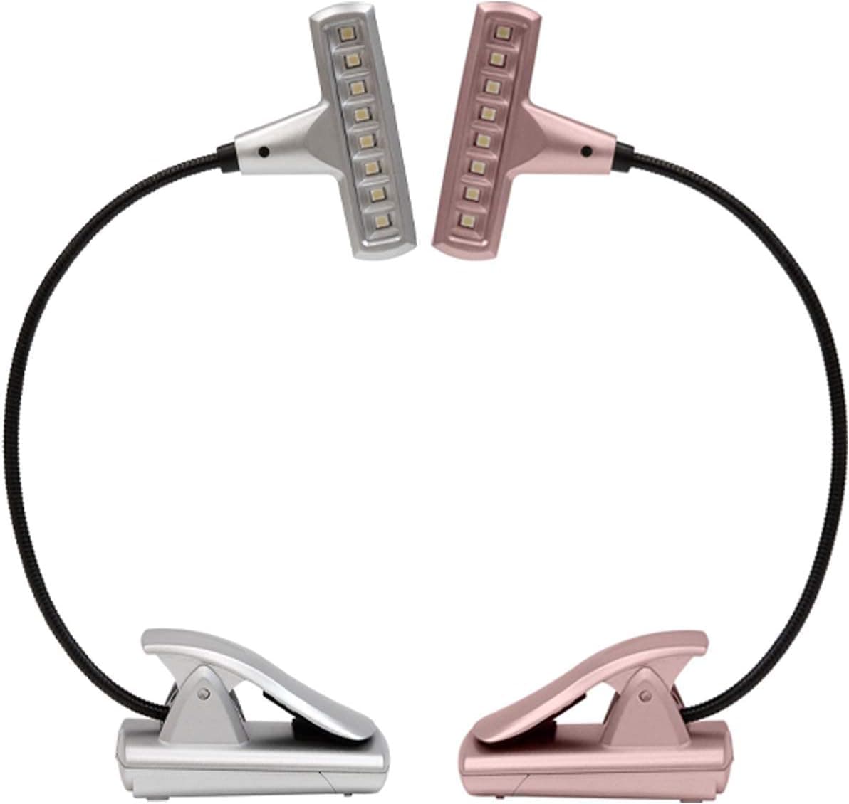 UltraBrite 8-LED Book Light/Reading Light, Silver and Rose Gold (2 Pack)
