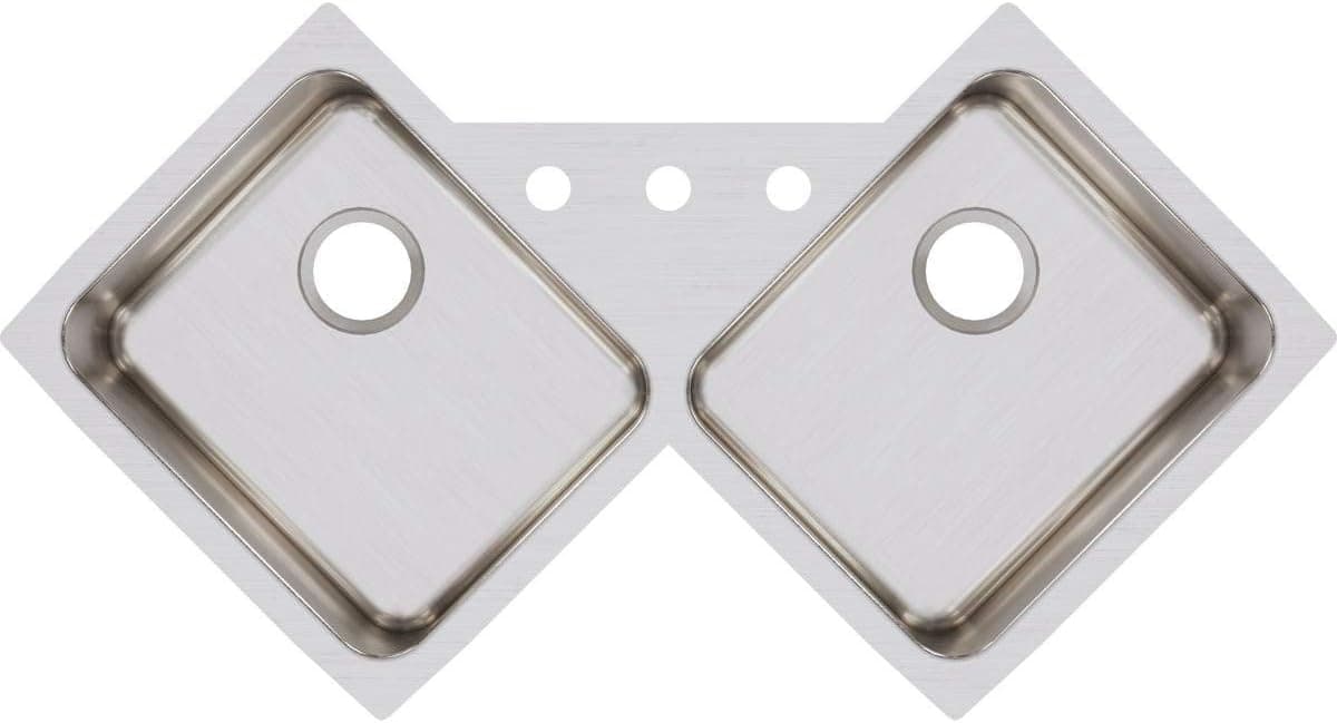 Elkay ELUH3232 Lustertone Classic Equal Double Bowl Stainless Steel Corner Sink