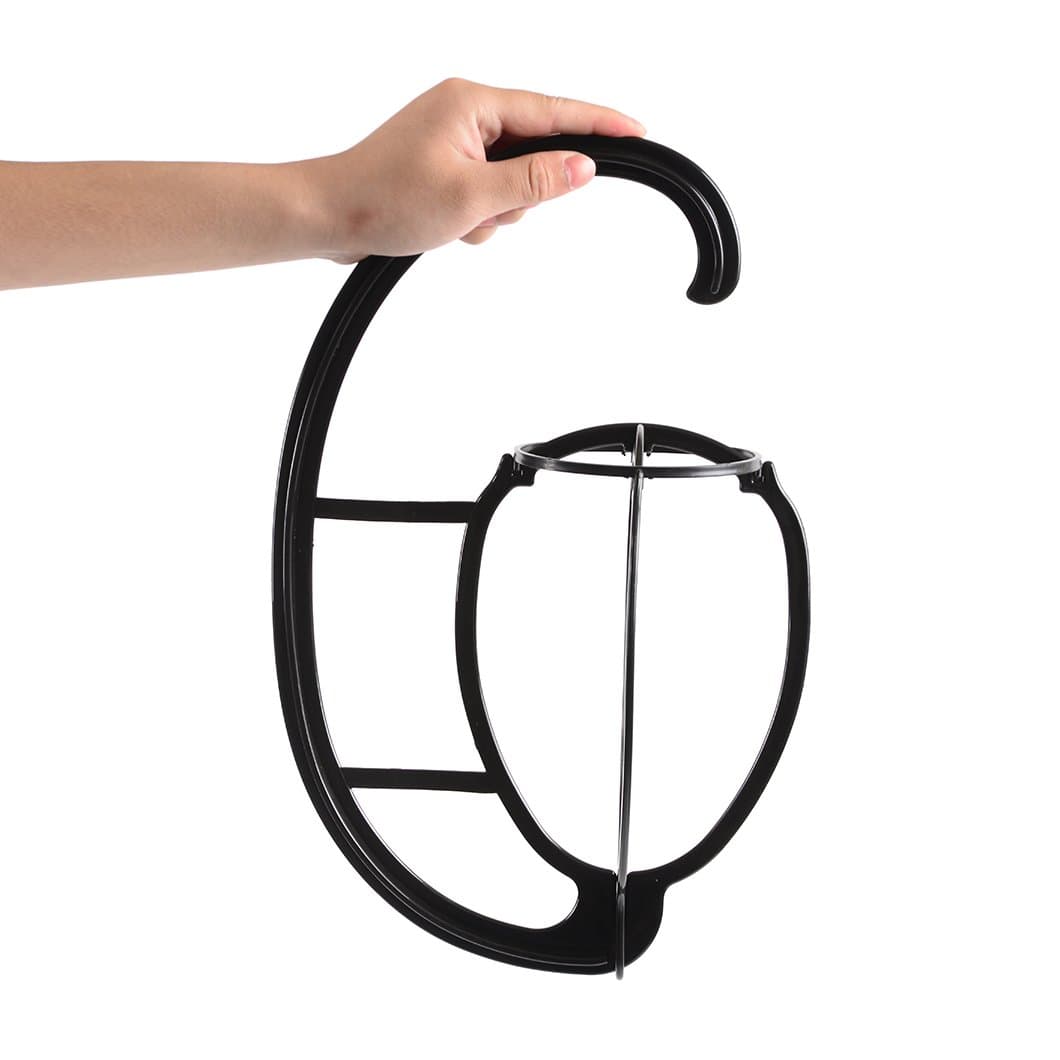 Wig Hanger Storage Collapsible Wig Dryer Stand Holder Durable Wig Stand Tool Holder Portable Hanging Wig Stand for All Wigs and Hats (1 Pack/Black with a Gift Bags) by Messen