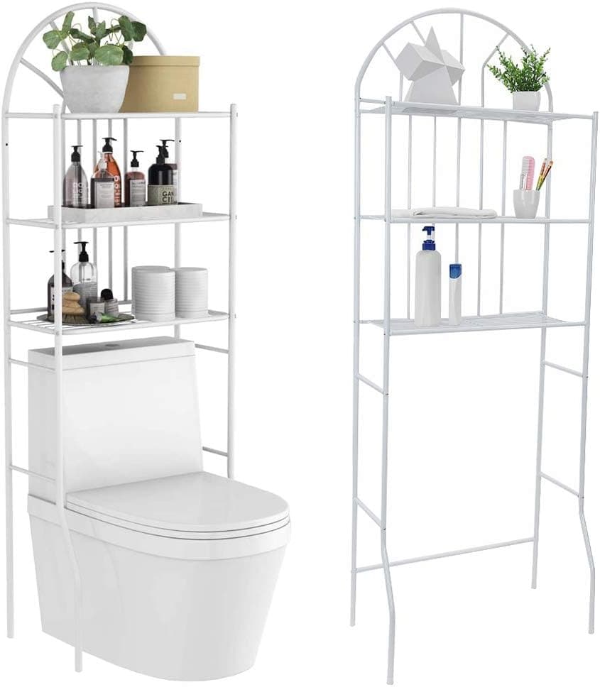 【US Stock】3 Shelf Bathroom Space Saver Over The Toilet Rack Bathroom Corner Stand Storage Organizer Accessories Bathroom Cabinet Tower Shelf