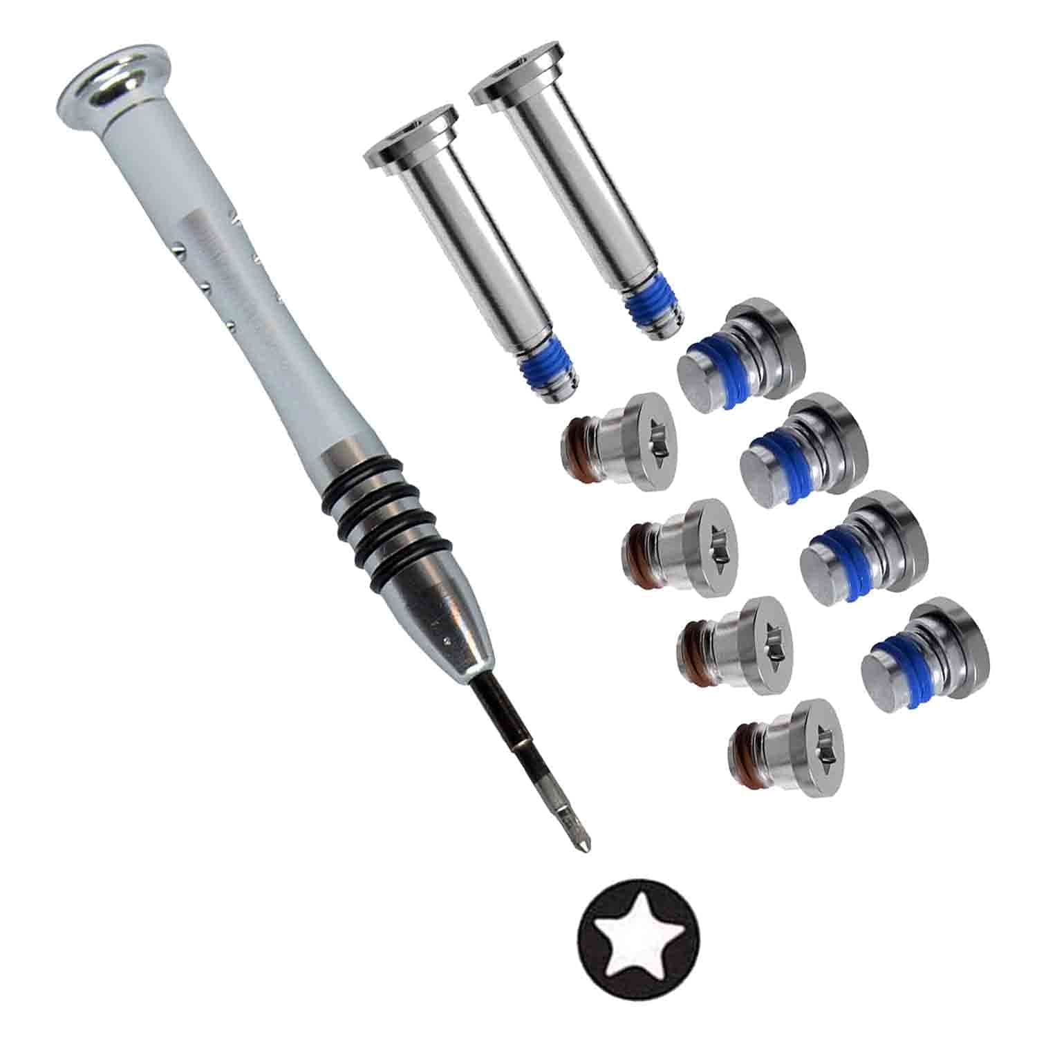 shinedisk Replacement Screws with Screwdriver for MacBook Air 13 inch A1369 A1466 2010-2017, Unibody Bottom Case Cover P5 Pentalobe Repair Replacement Tool Kit Notebook Laptop PC Computer Screw