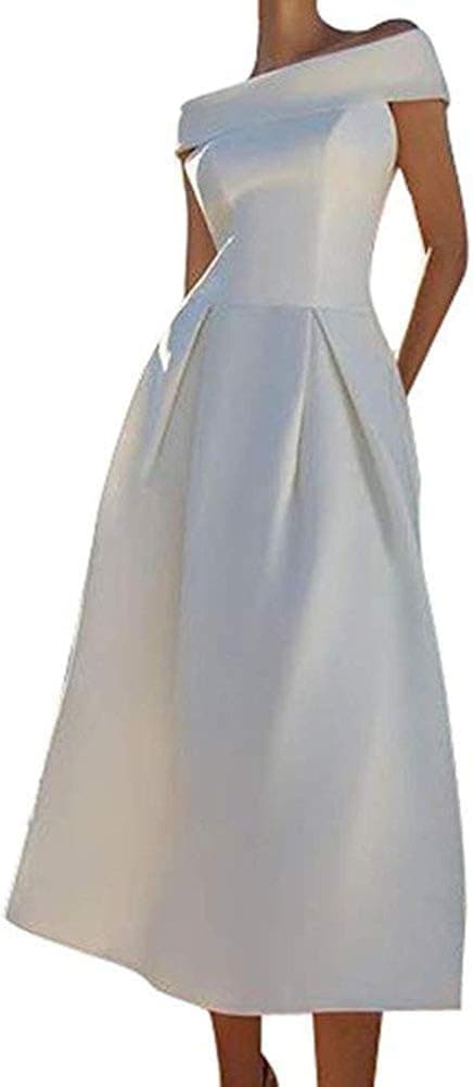 Ci-ONE Princess Wedding Dress Off Shoulder Evening Dress Tea Length