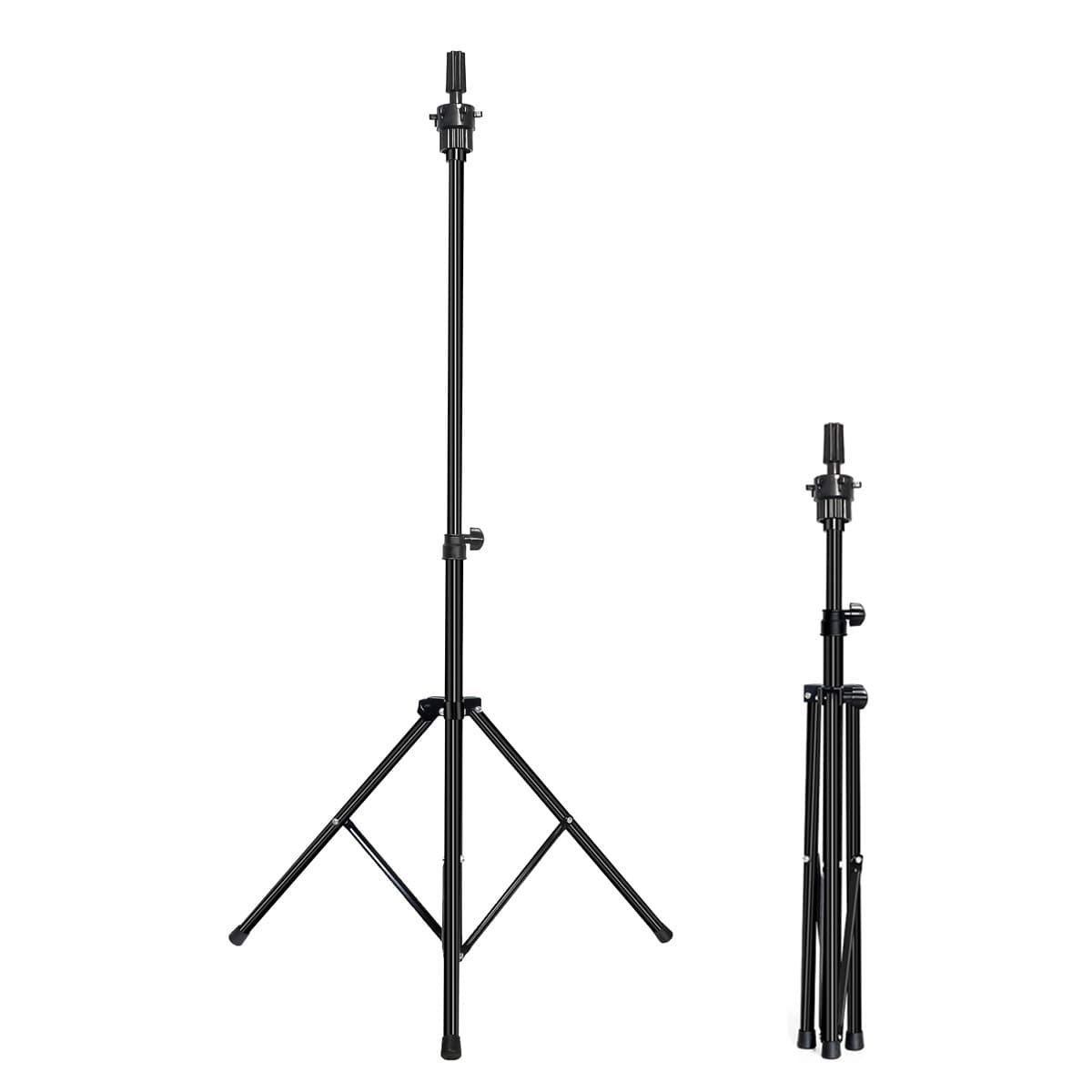 MEIBR Mannequin Head Stand Adjustable Wig Stand Tripod for Hairdressing Training,Cosmetology Mannequin Training Professional Metal Support Tripod (Black)