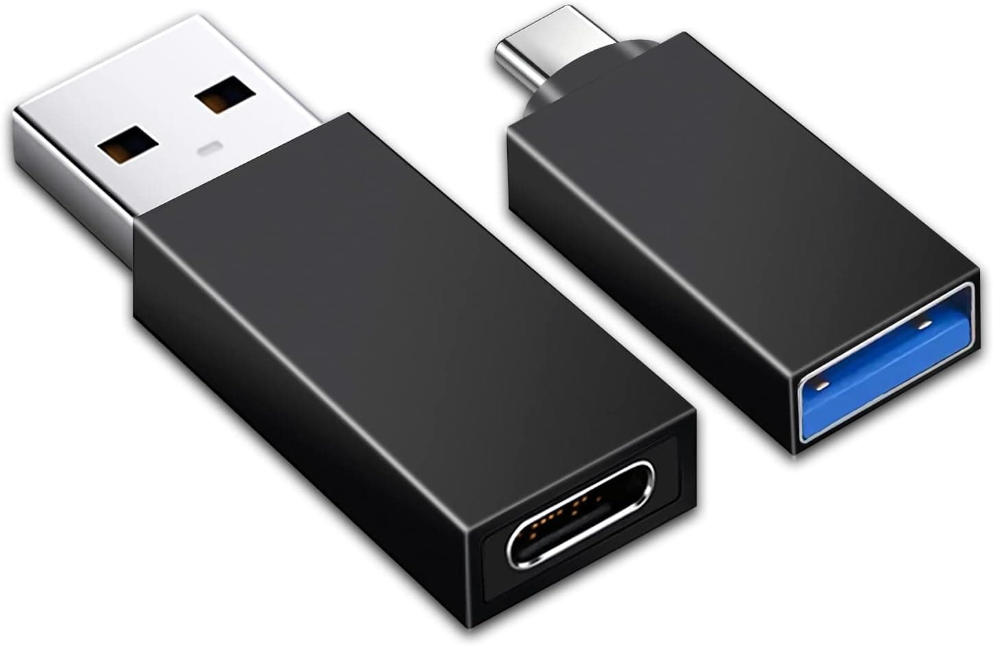 Henrety USB C to USB Adapter and USB to USB C Adapter USB C Male to USB3.0 Female OTG Adapter Compatible with MacBook Air 2020/MacBook 12 inch/iPad Pro 2020 and More, Black(Pack of 2)