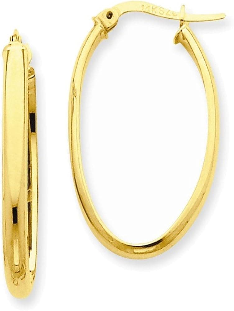 14k 3mm Oval Hoop Earrings