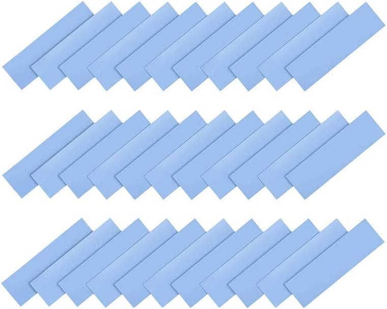 A ADWITS 120 Pack 20x67x0.5mm Thermal Conductive Silicone Pads with 6.0 W/mk Thermal Conductivity, Soft Safe Simple to Apply for SSD CPU GPU LED IC Chipset Cooling -Blue