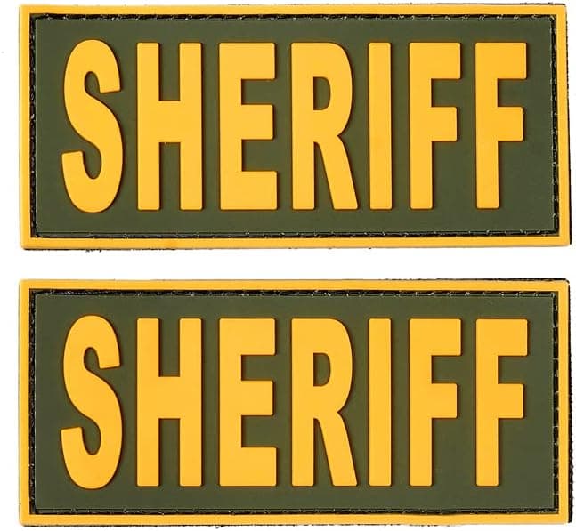 SdTacDuGe PVC Police Patch Hook Fastener Sheriff Patch for MilitaryTactical Vest Combat Plate Carrier Law Enforcement Gears (4.5"*2", Ranger Green and Gold)