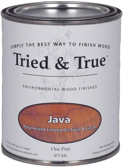 Tried & True Stain + Finish - Java - Pint - Natural Stain & Oil Finish for Wood, Pigmented Danish Oil, Food Safe, Solvent Free, VOC Free, Dye Free Wood Stain, Linseed Oil & Pigments