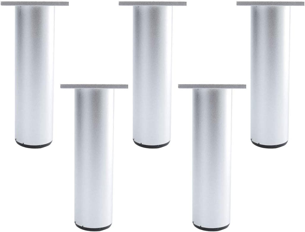 uxcell 7 Inch Round Furniture Legs Aluminium Alloy Sofa Couch Table Cabinet Wardrobe Worktop Shelves Feet Replacement Height Adjuster Set of 5