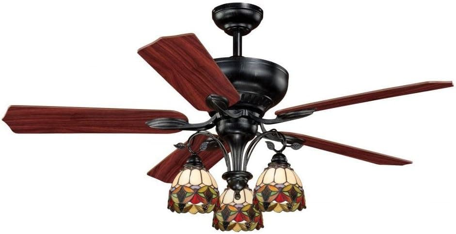 AireRyder F0006 Downrod Mount, 5 Walnut And Distressed Pine Blades Ceiling fan with 61 watts light, Oil Shale