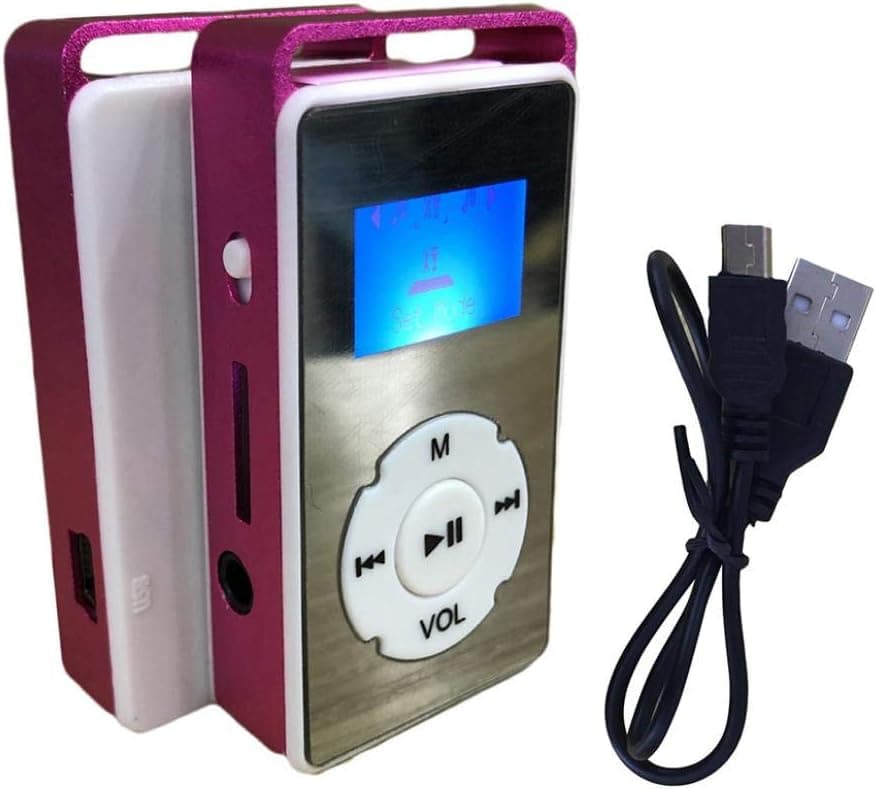 Kukakoo Portable MP3/MP4/FM Radio Player丨Video/Media/Music Player,Support Photo Viewer,K1032GB TF Mini Clip LCD Screen MP3 Sports Portable Music Player with Earphones - Pink