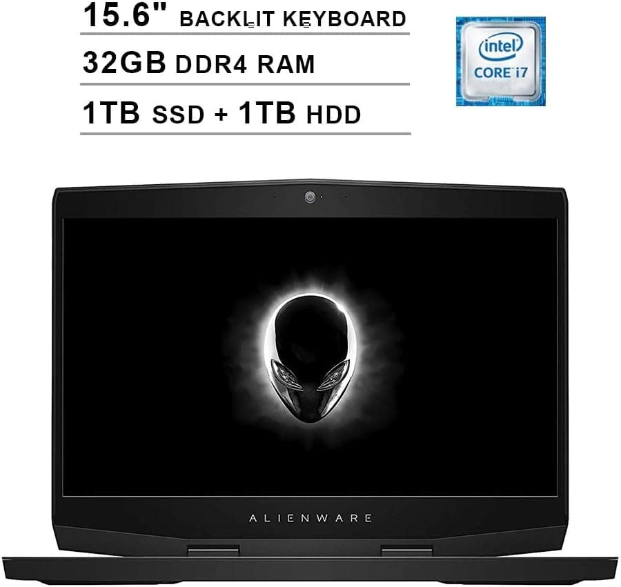 2020 Dell Alienware M15 15.6 Inch FHD 1080p Gaming Laptop (Intel 6-Core i7-8750H up to 4.1GHz, 32GB DDR4 RAM, 1TB M.2 SSD (Boot) + 1TB HDD, GeForce GTX 1060 6GB, Backlit KB, WiFi, HDMI, Windows 10)