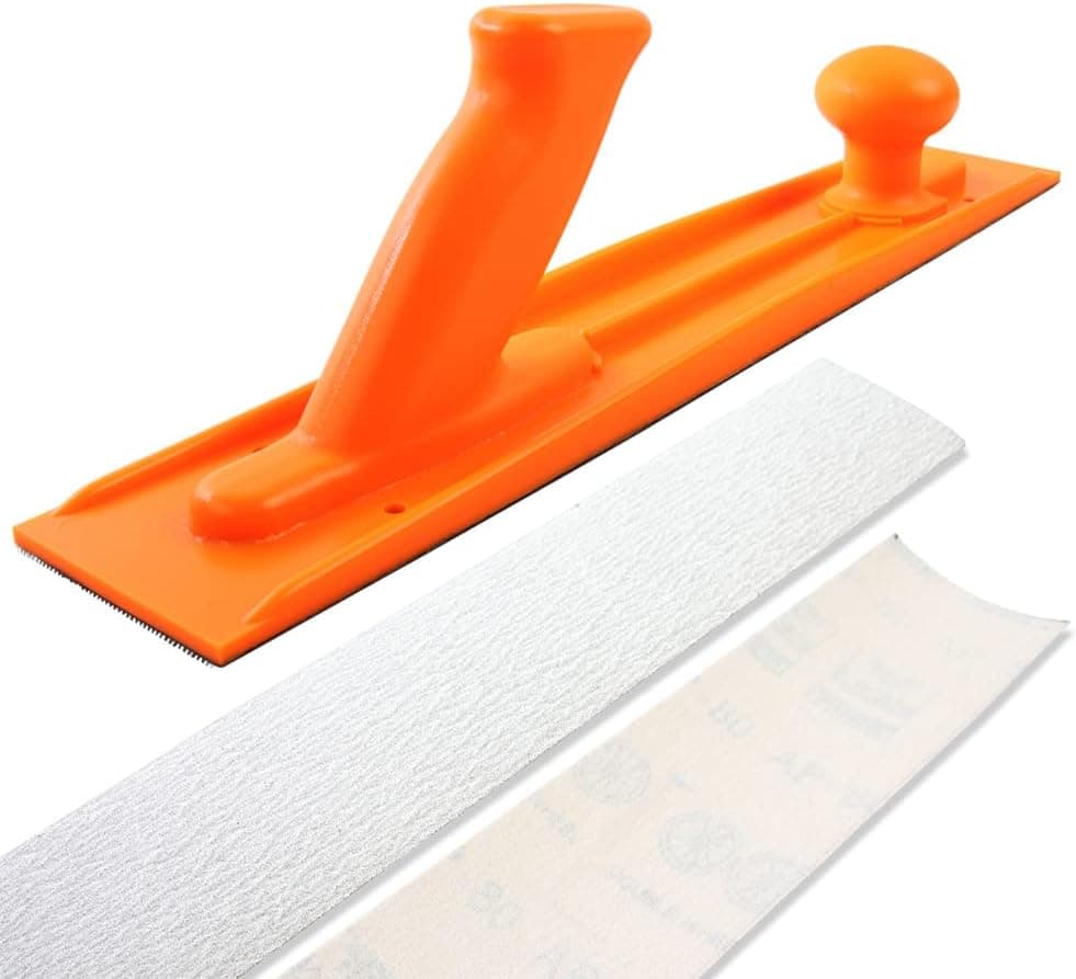 O'SKOOL 16"Longboard Hand Sander Block Pad Sanding Board with Hook and Loop Backing with 2pc Sandpaper Sheets