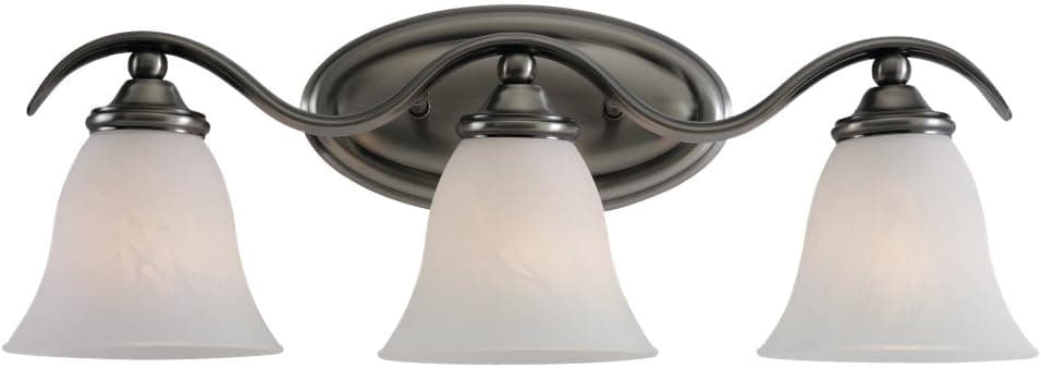 Sea Gull Lighting 44361-965 Rialto Three-Light Vanity, Antique Brushed Nickel Finish with Etched White Alabaster Glass