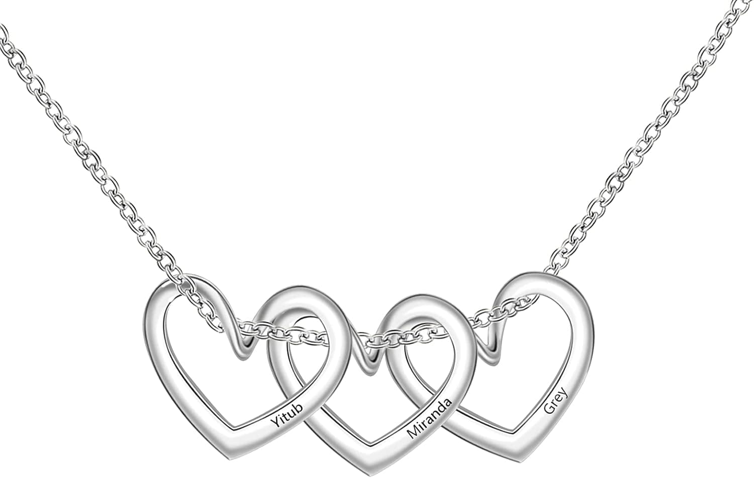 BAUMA Personalized Family Name Necklace with 1-5 Heart Mother Name Necklace Custom Family name necklace for Mother's Day Valentine's Day