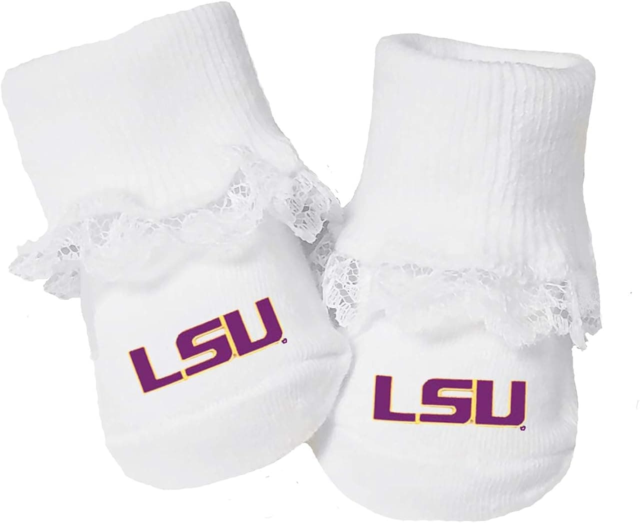 Future Tailgater LSU Tigers Baby Toe Booties with Lace: Bootie, 0-9 months