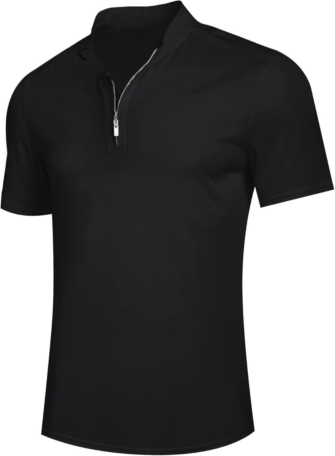 Plameil Men's Quarter Zip Business Casual Shirts Short Sleeve Dry Fit Golf Polo Muscle T Shirt