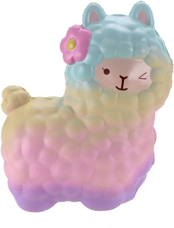 VLAMPO Jumbo Alpaca Squishy Toys Squishies Slow Rising Squeeze Toys Stress Relief Scented Alpaca 6.5''(Rainbow )