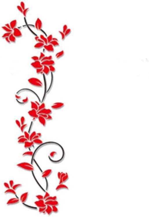 Koolee DIY Crystal Wall Sticker 3D Acrylic Flower Wall Decal TV Background Stick Wall Removable Sticker (Red)