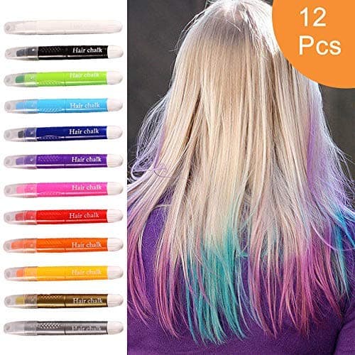 Hair Chalk, Hair Chalk Pens for Girls, Non-toxic Washable Temporary Hair Dye for Kids and Teen for Party, Girls Gift, Kids Toy, Birthday Christmas Gifts, 12 Bright Colors