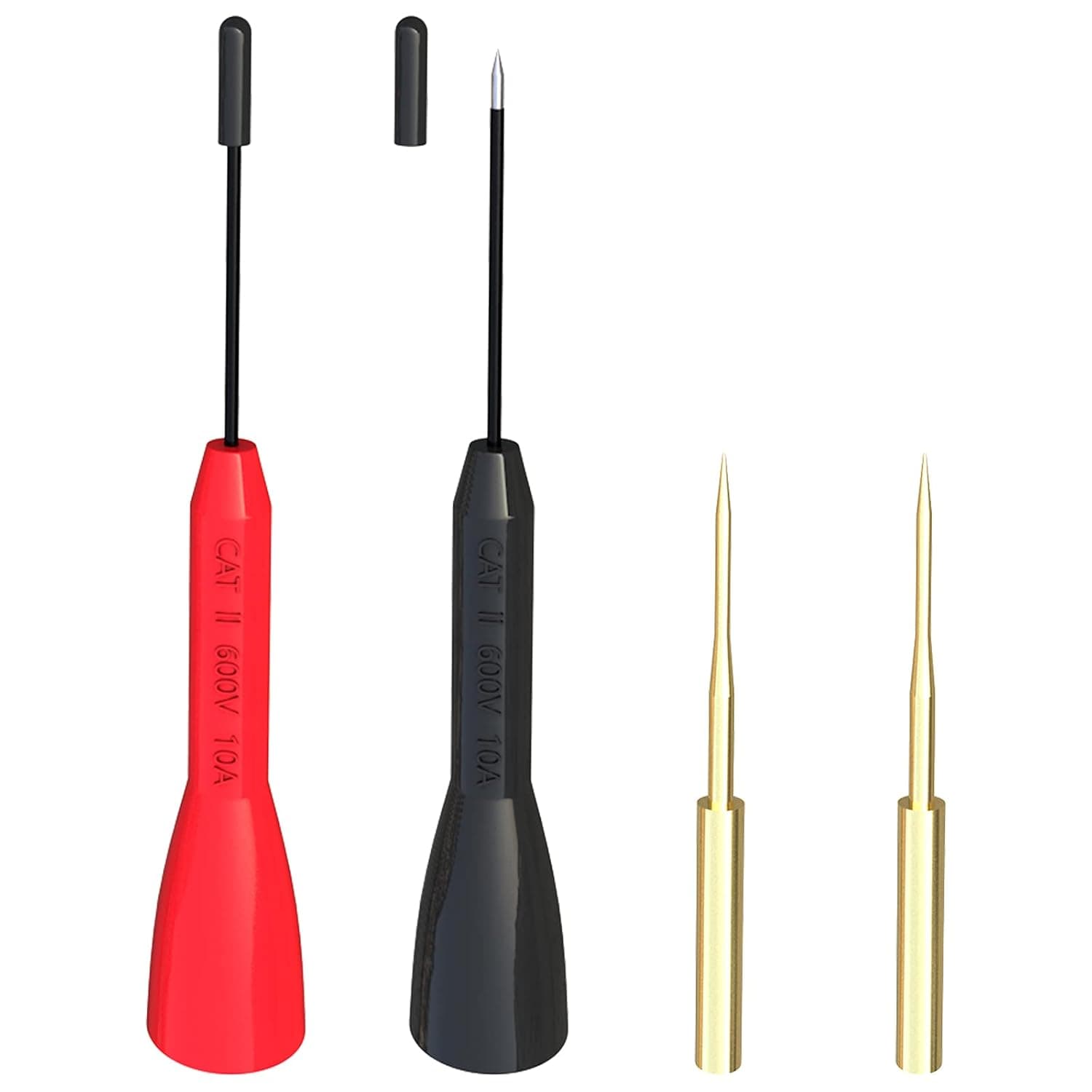 Goupchn Test Probe Set 2PCS 600V/10A Non-Destructive Back Probes and 2PCS Gold-Plated Precision Sharp Probes for 2mm Multimeter Leads Electrical Testing