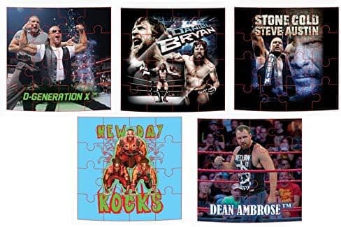 Myesha Toys WWE Character Zigsaw Puzzles, Pack of 5 Puzzles, Total 80 Pieces, Assortment 1