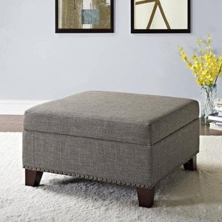 Better Homes and Gardens Grayson Linen Square Ottoman with Nailheads (Gray) (Gray)