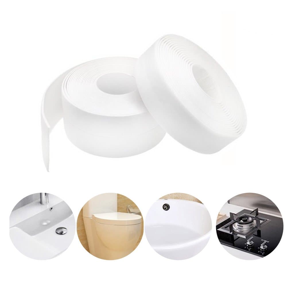 Caulk Strip PE Self Adhesive Tape for Bathtub Bathroom Shower Toilet Kitchen and Wall Sealing (W:38mm L:11Ft White)