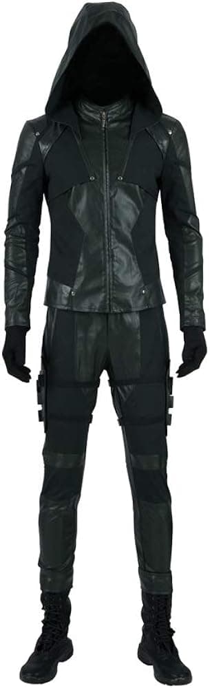 Green Arrow Season 8 Costumes Oliver Queen PU Leather Battle Suit Halloween Cosplay Costume Full Set