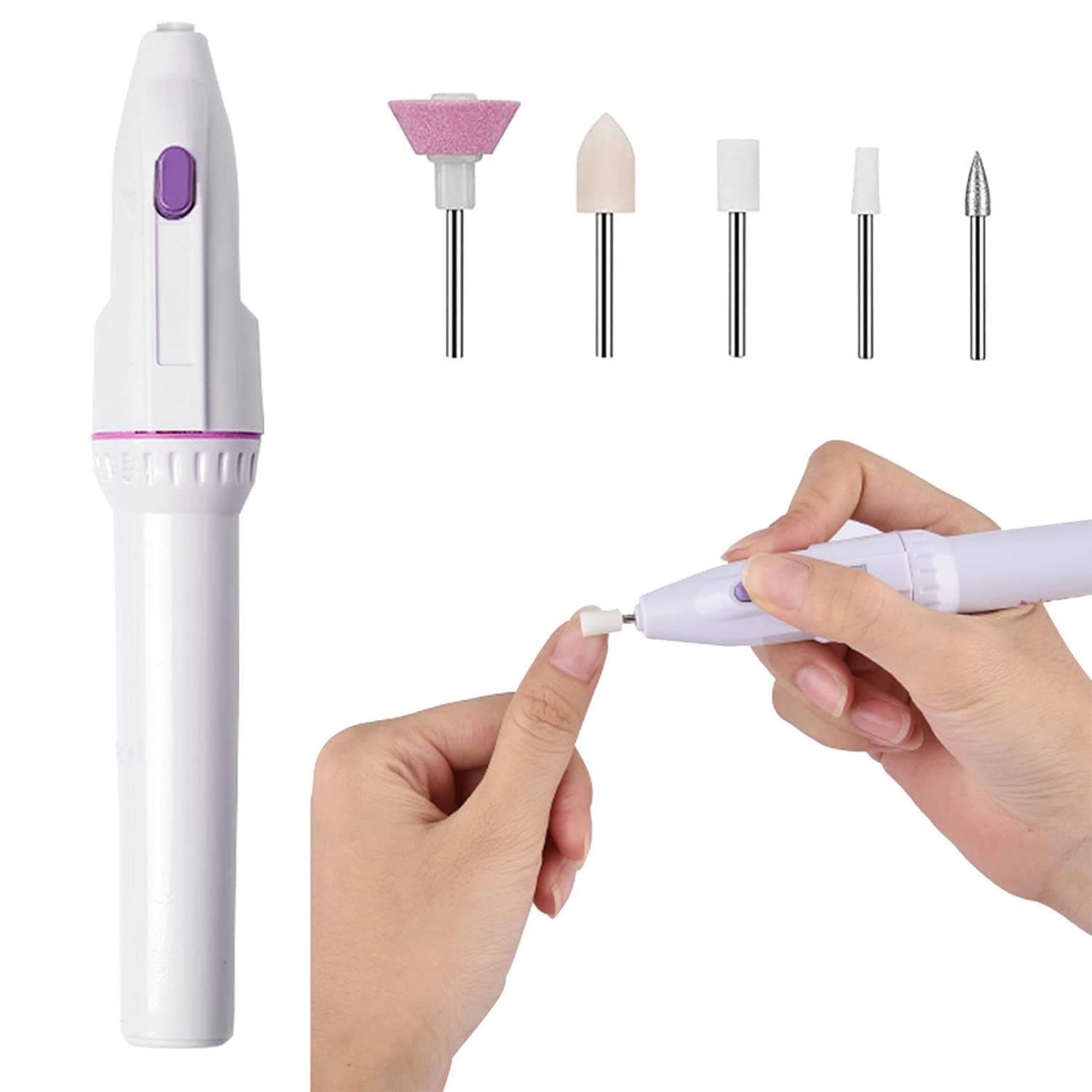 Acrylic Electric Nail Drill Kits,Professional Nail File with 5 Pieces Changeable Drills,Portable Handpiece Electrical File Nail Drill For Exfoliating, Polishing, Nail Removing, Acrylic Nail Tools