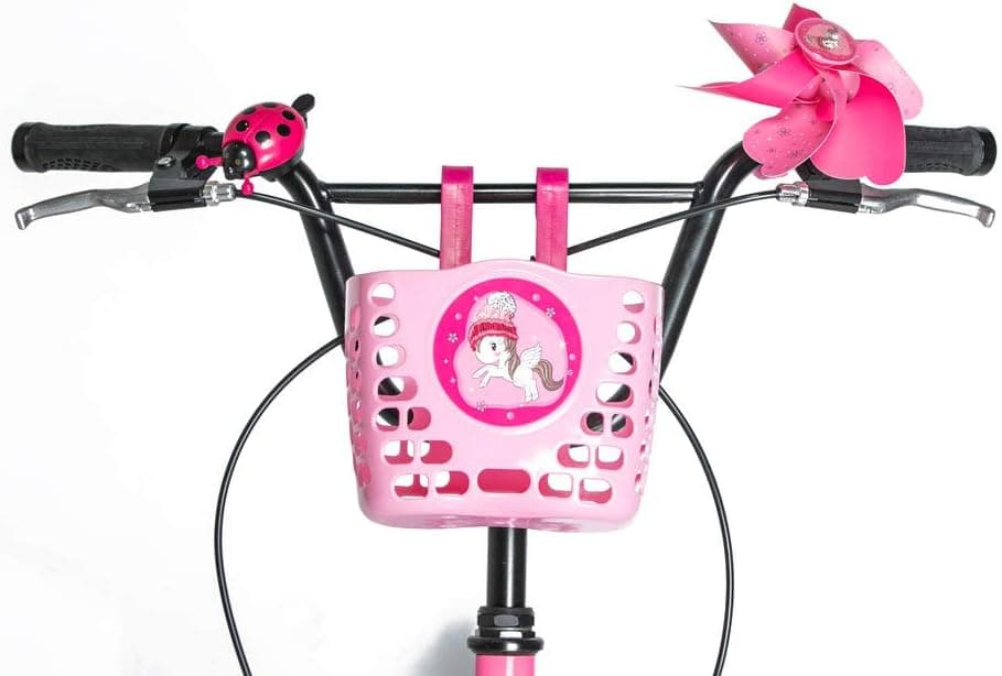 MEGHNA Kid Bike Basket Included Bell & Pinwheel，Cute Cartoon Unicorn Pattern Front Handlebar Kid's Bicycle Basket,Gift for Kid