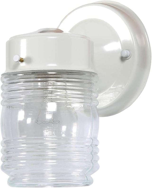 Design House 500181 Jelly Jar 1 Light Indoor/Outdoor Wall Light, White