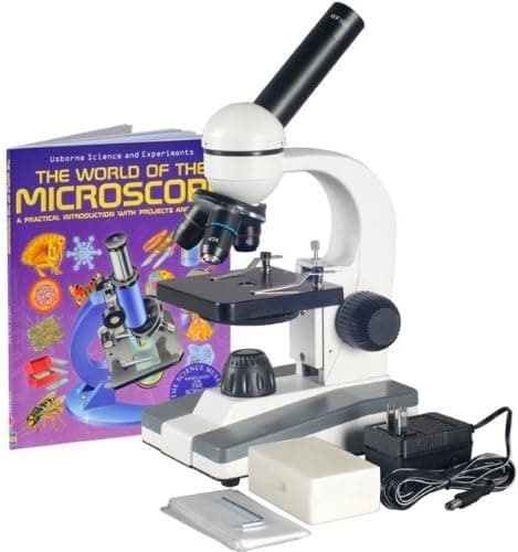 AmScope M148C-PB10-WM 40X-1000X Biological Science Compound Microscope w 10pc Slide Collection & Book